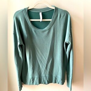 Athleta Teal Fleece Crew Neck Sweater